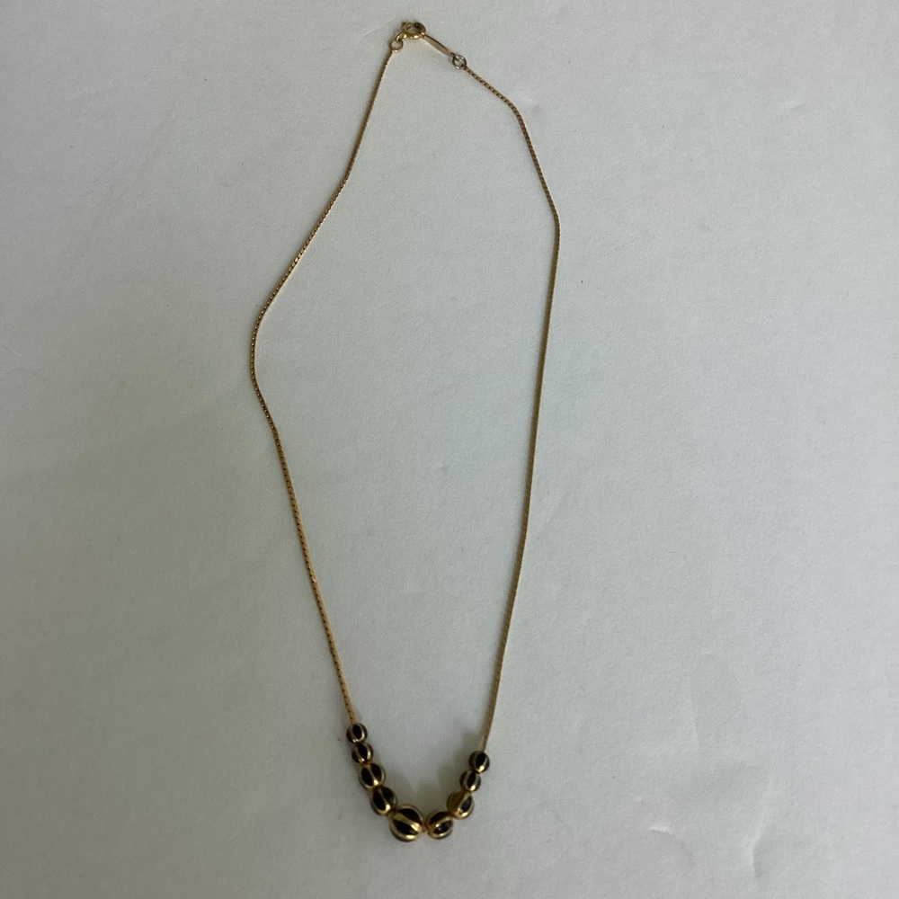 Vintage Napier Necklace Gold Tone Chain Black Gold Accent Beads Lobster Claw 70s
